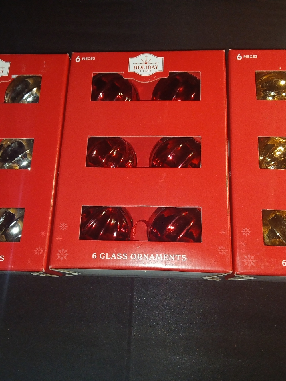 S/3 Ribbed Glass 3" Ornaments - 6 Per Set